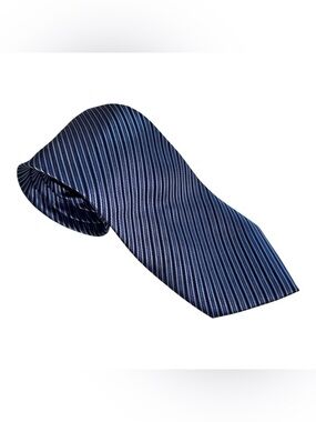 Ziggurat Silk Tie Navy Blue Striped Necktie Classic Formal Business Interview